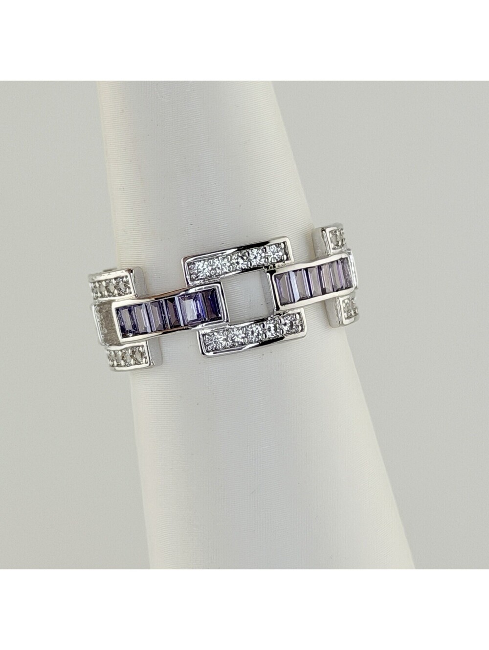 Bomb Party Ring Size 10 "Summer Reverie" Purple Topaz on Rhodium (Links) RG25040